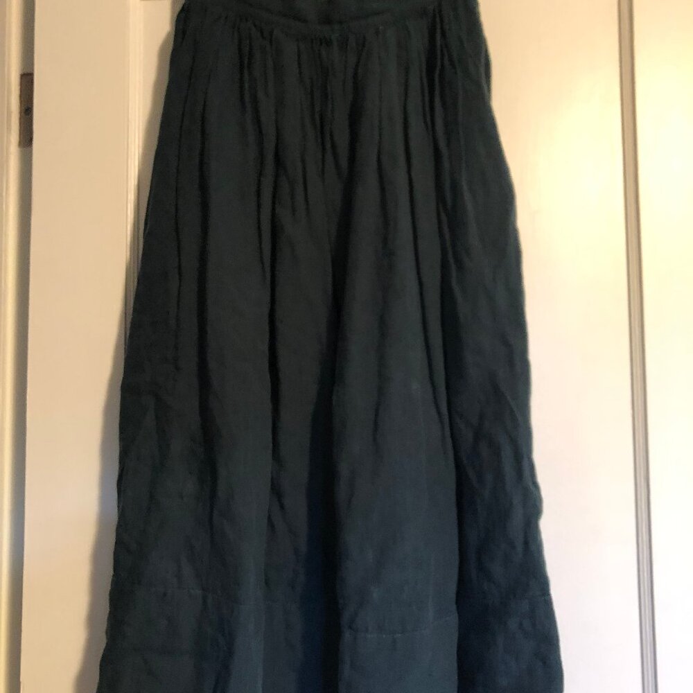 Linennaive Teal Linen A-line Skirt